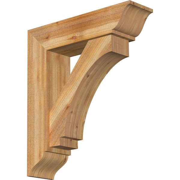 Ekena Millwork Imperial Traditional Rough Sawn Bracket w/ Offset Brace, Western Red Cedar, 8"W x 30"D x 34"H BKT0806X30X34IMP01RWR - main